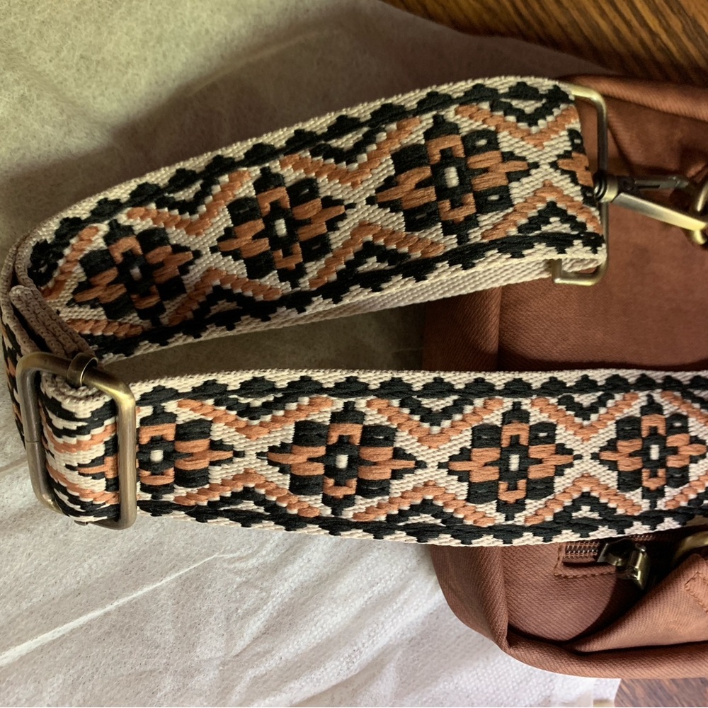 Brown Sling Bag with Patterned Strap NWOT - Picture 6 of 8